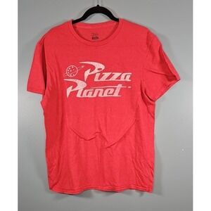 Pizza Planet Toy Story Shirt L Red Crewneck Cotton Short Sleeve Disney Pixar
